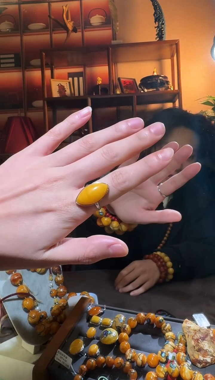 蜜蜡颈饰银S925镶嵌7562天然蜜蜡珠宝奇石