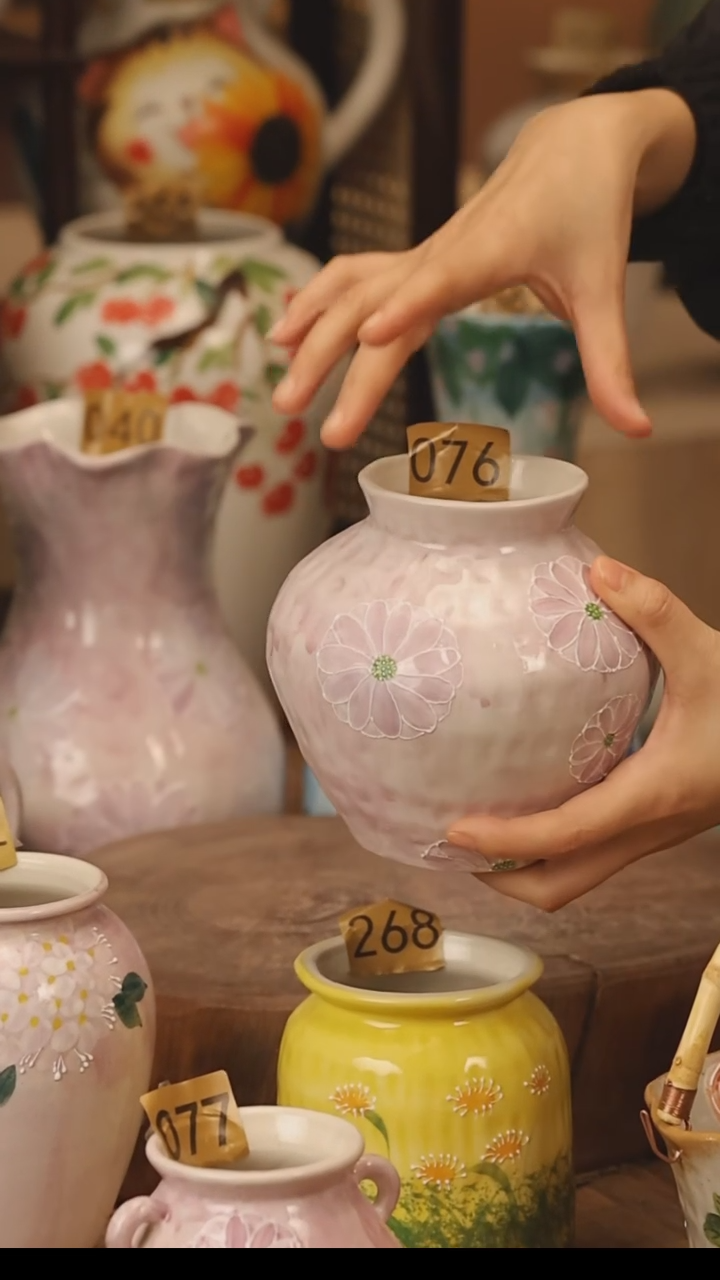 陶瓷景德镇设计师手作花器摆件侘寂风@M076@