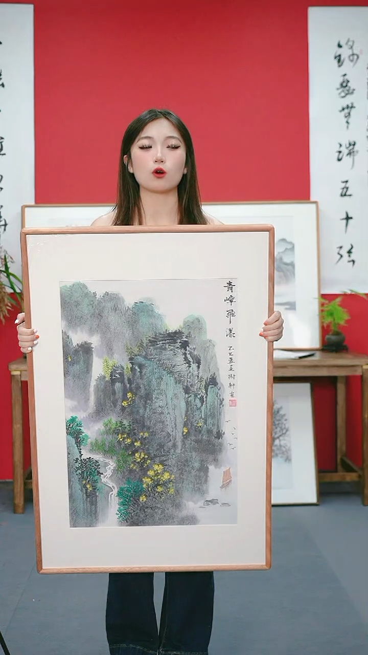 国画60*90厘米带框榫卯结构