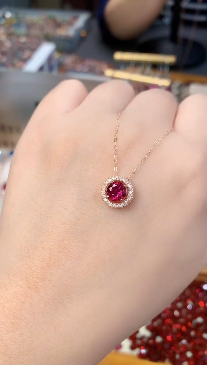 【闪购商品】石榴石吊坠银S925镶嵌天然镁铝