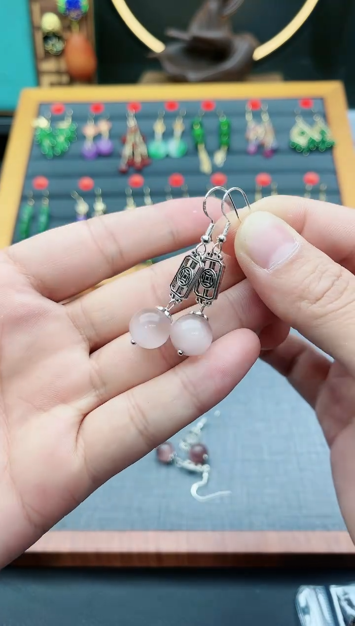 【闪购商品】玛瑙/玉髓耳钉银S925镶嵌516000