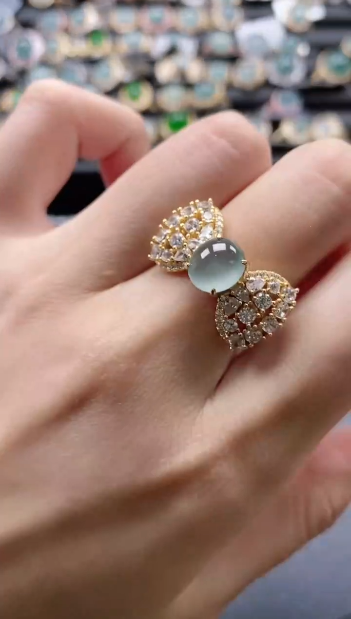 【闪购商品】翡翠戒指银S925镶嵌5151