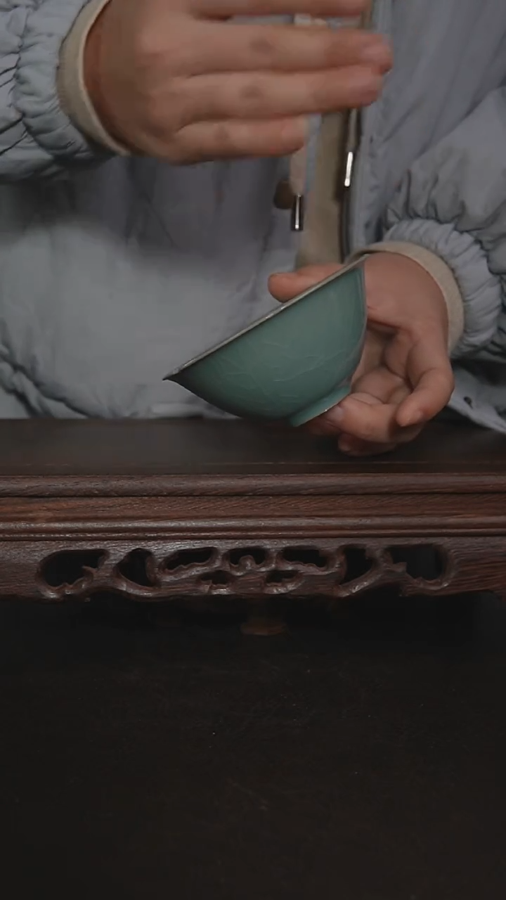 摆件陶仿古手工葵口茶盏