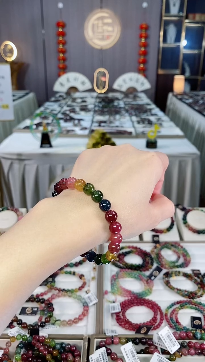 未镶嵌老矿碧玺彩虹单圈手串8mm+碧玺hon多样性发货一条