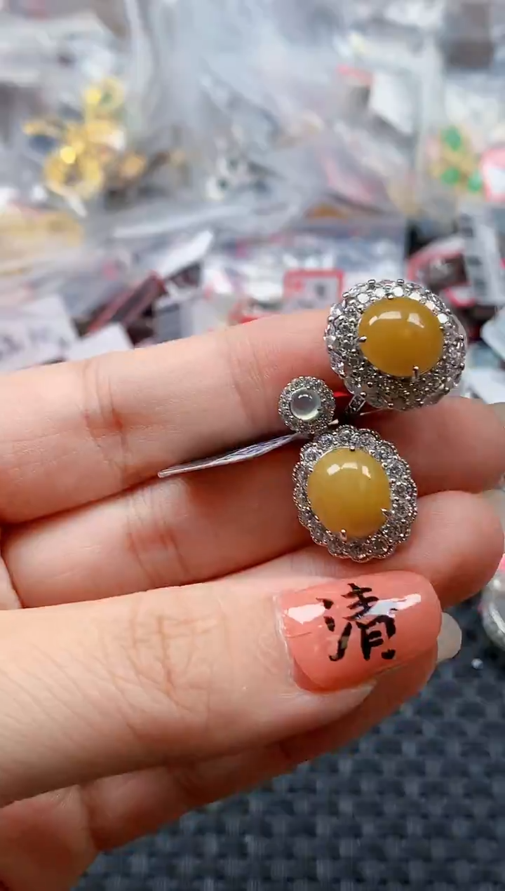 银S925镶嵌戒指翡翠天然A货缅甸翡翠