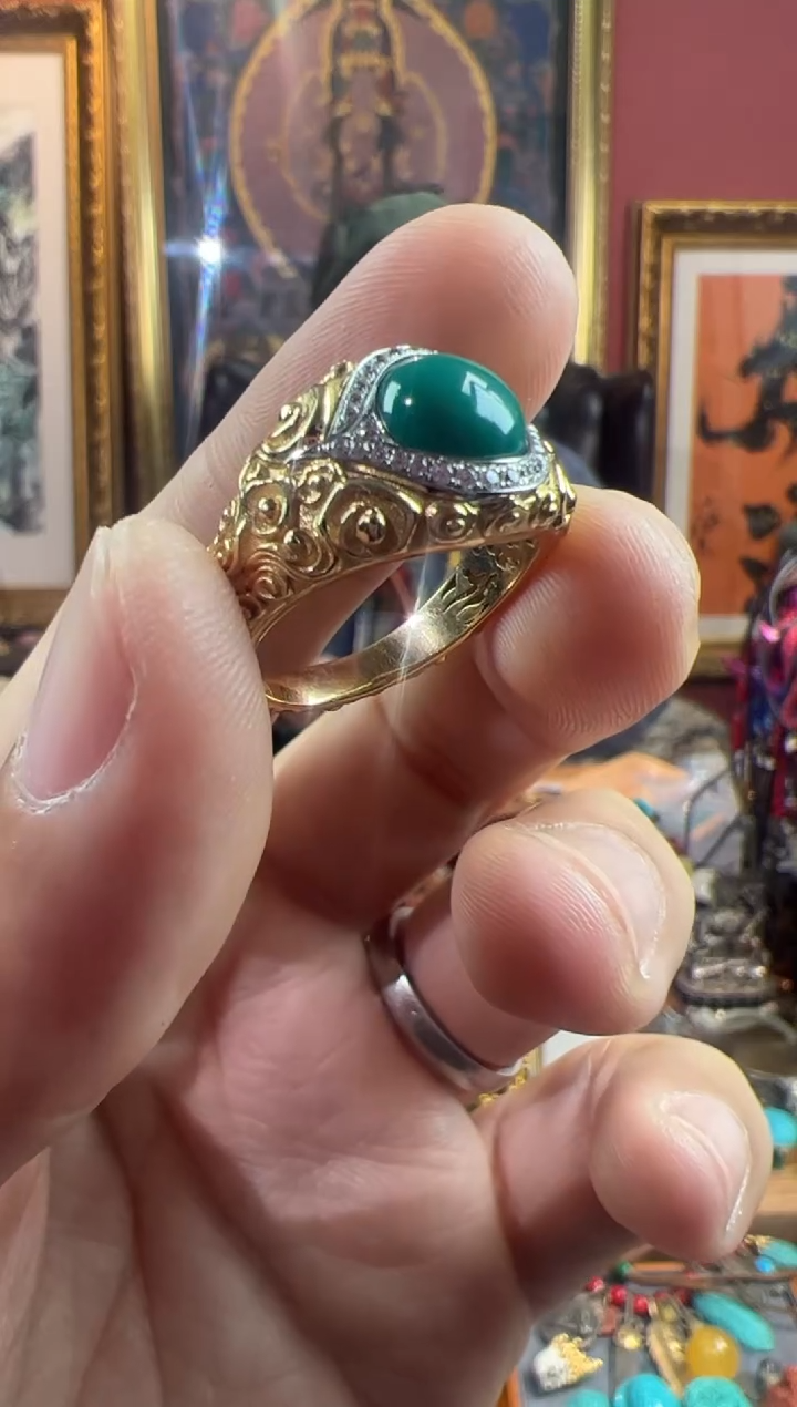 18K金镶嵌绿松石.84号  绿松石戒指套装ylp港码21