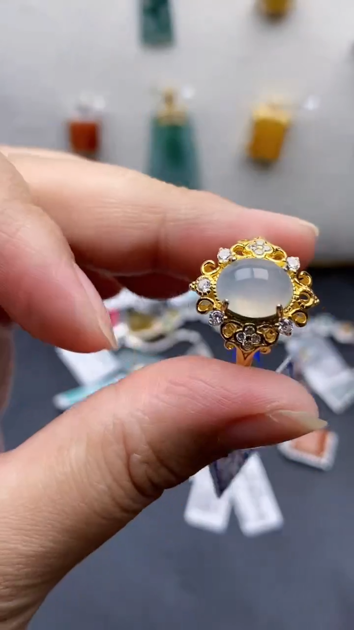 银S925镶嵌戒指翡翠1