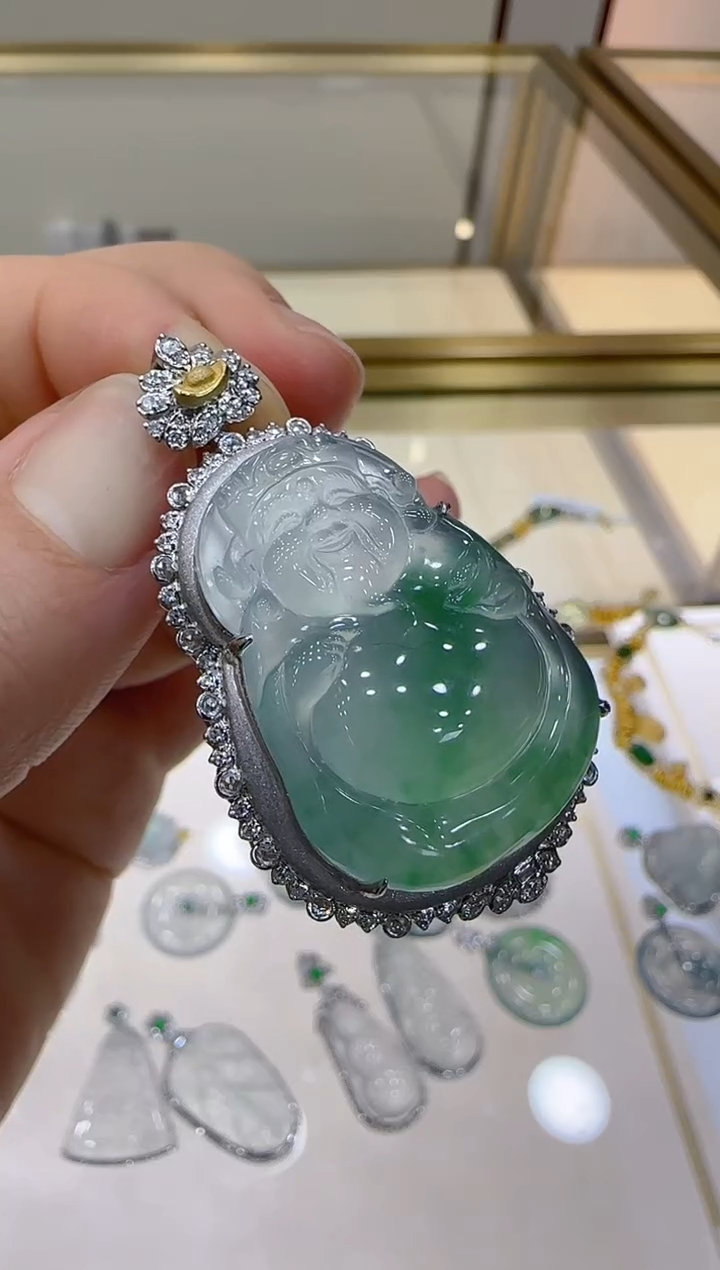 【闪购商品】翡翠吊坠(不含链)18K金镶嵌                   