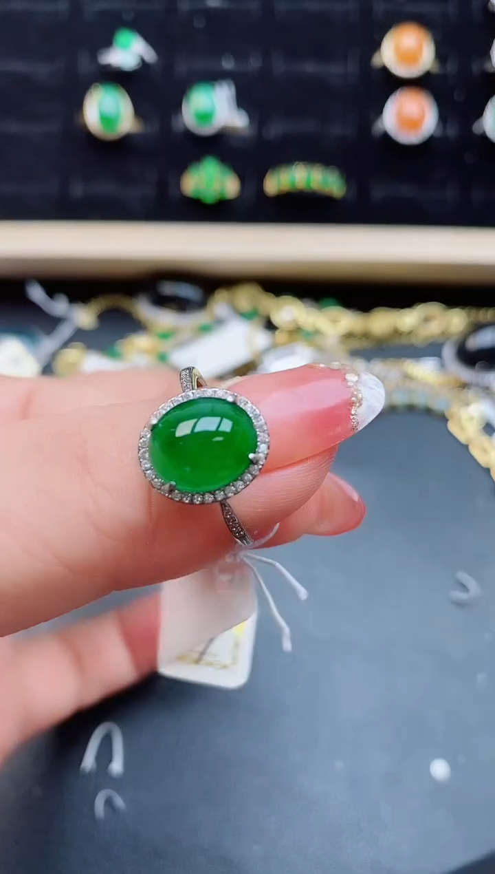 【闪购商品】翡翠戒指银S925镶嵌085080