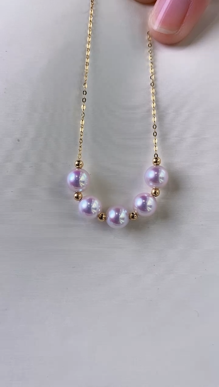 【闪购商品】海水珍珠项链18K金镶嵌6.5-7Akoya海水珍珠项链
