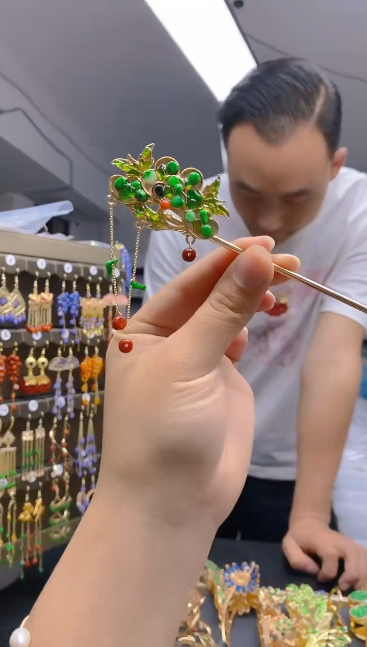 【闪购商品】翡翠耳饰合金0218翡翠发簪
