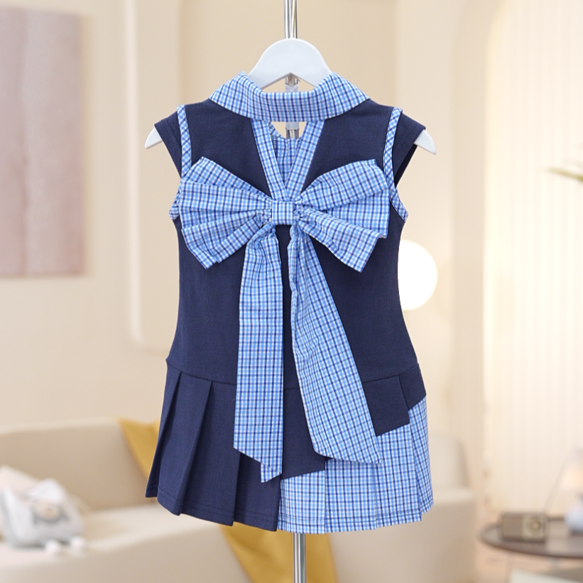 【海风】女童套装儿童无袖polo衫宝宝夏季休闲裙子两件套SA30240