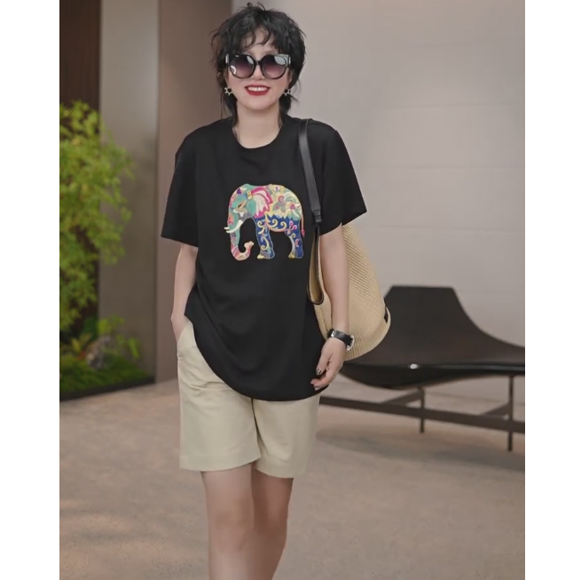 “多彩大象”宽松休闲舒适感T恤/42073