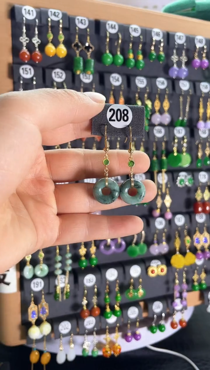 【闪购商品】翡翠耳饰银S925镶嵌208    