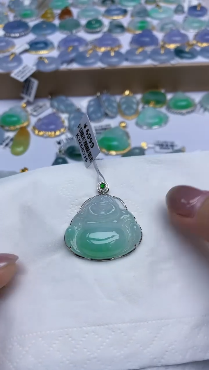 【闪购商品】翡翠颈饰18K金镶嵌天然翡翠A货