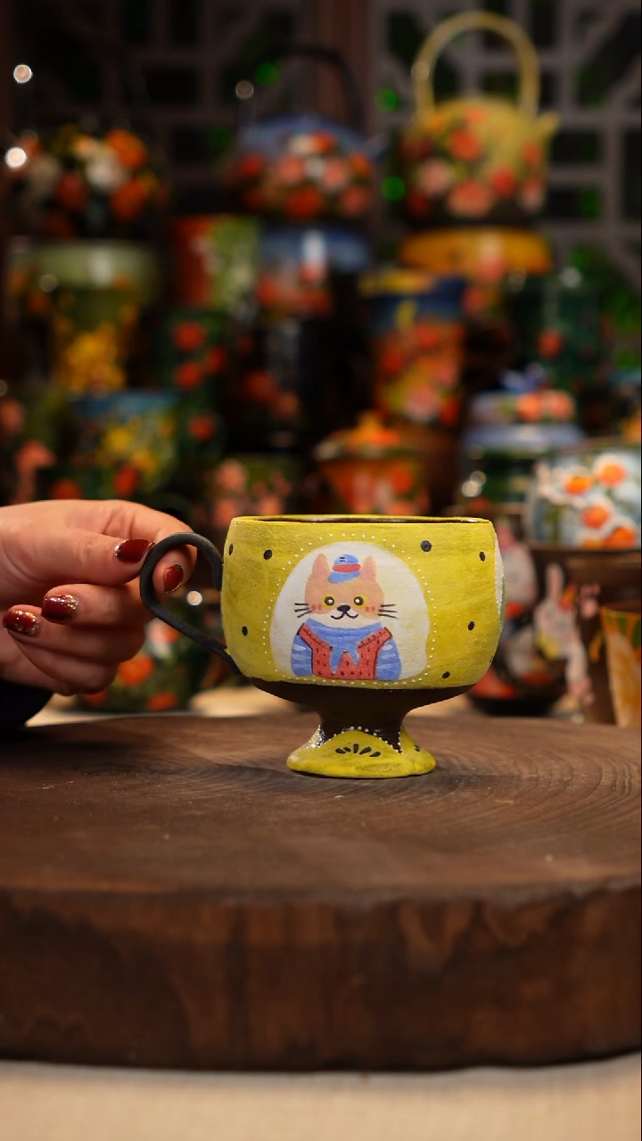 紫砂 油画手绘釉下彩