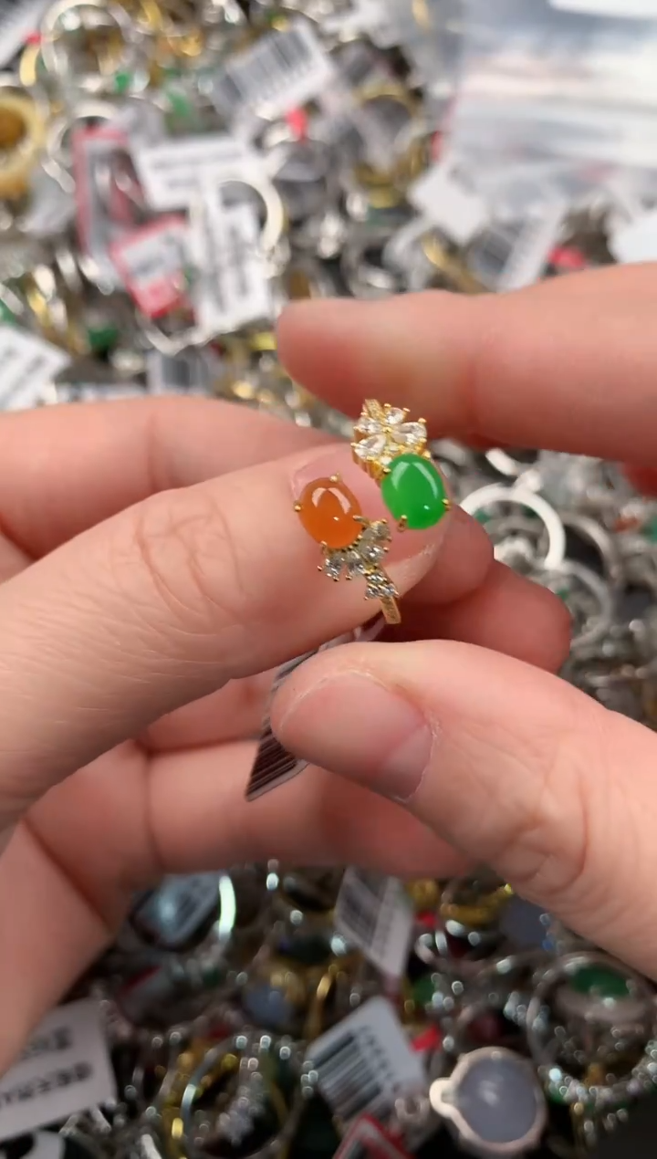 银S925镶嵌戒指翡翠10   3