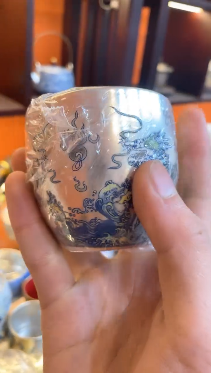 【闪购商品】瓷片@@@@@@@@@@@@@双龙戏珠银杯