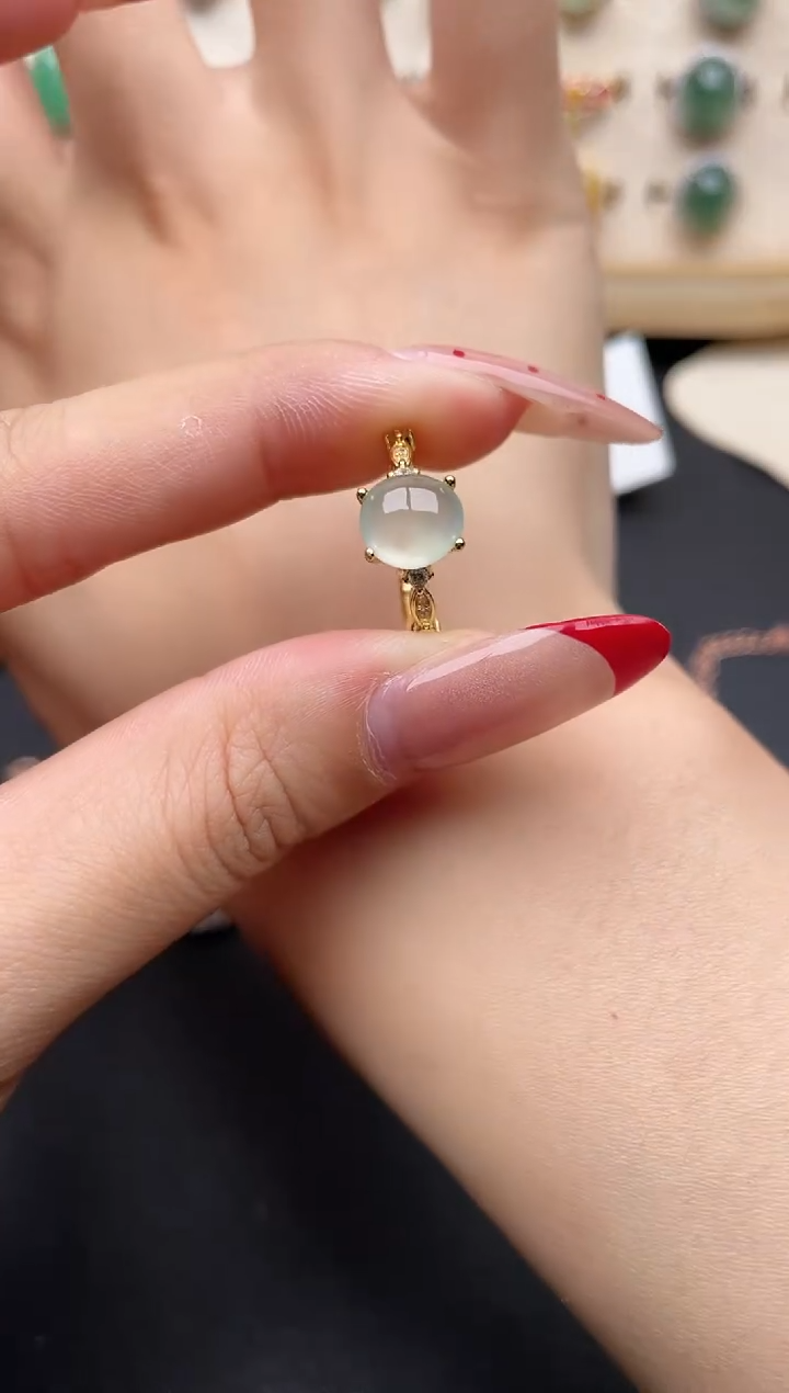 【闪购商品】翡翠戒指银S925镶嵌一物一证一礼盒