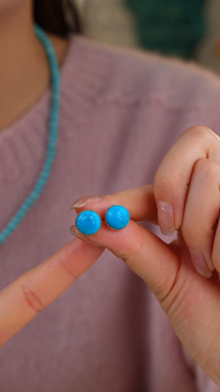 【闪购商品】绿松石耳饰18K金镶嵌多样性发货