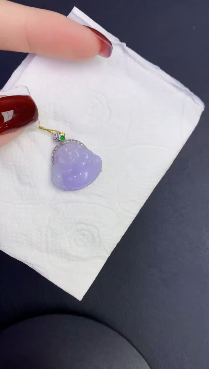 颈饰18K金镶嵌翡翠缅甸天然翡翠A货