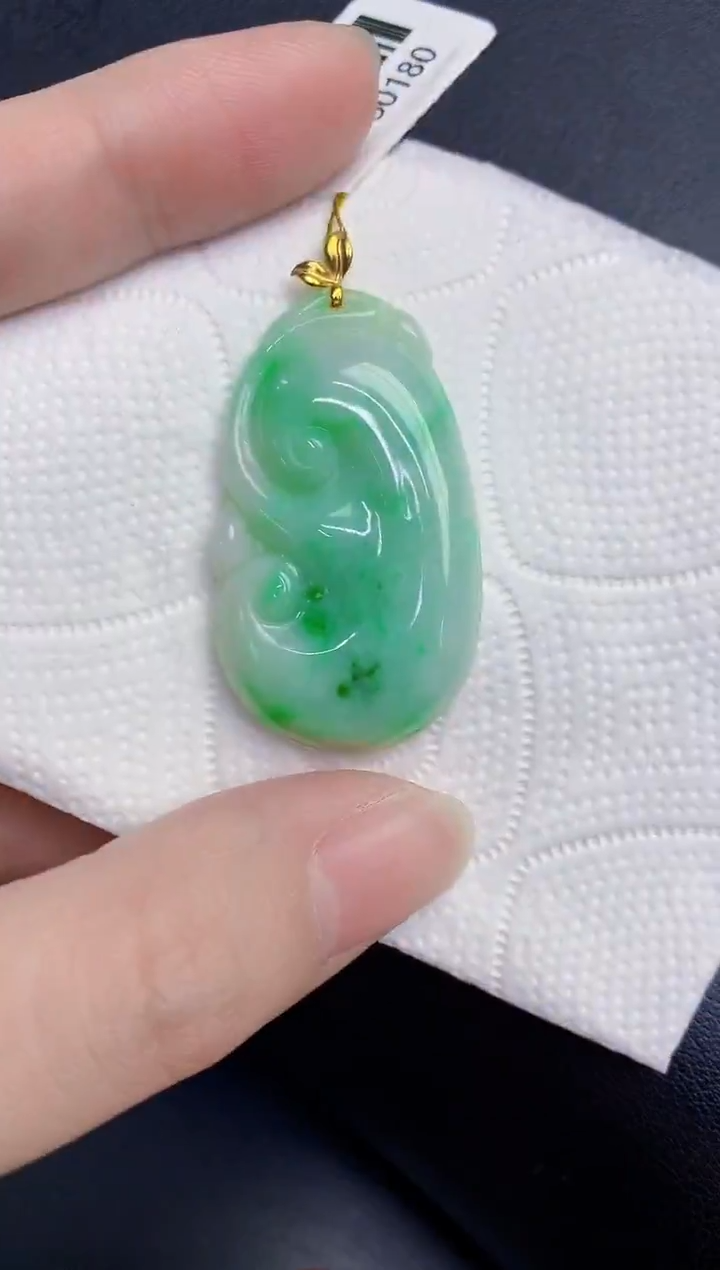 颈饰18K金镶嵌翡翠天然翡翠缅甸A货
