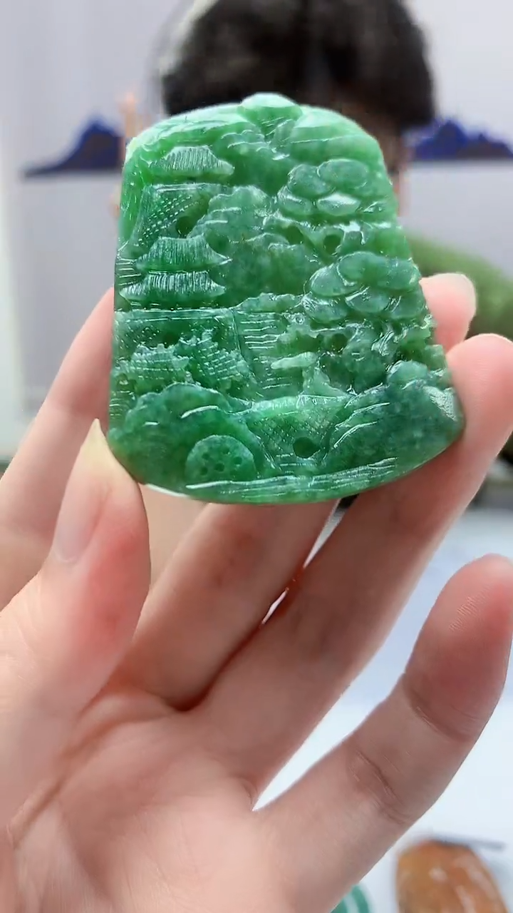 【闪购商品】定制翡翠未镶嵌4688zm-毛货挂件山水7