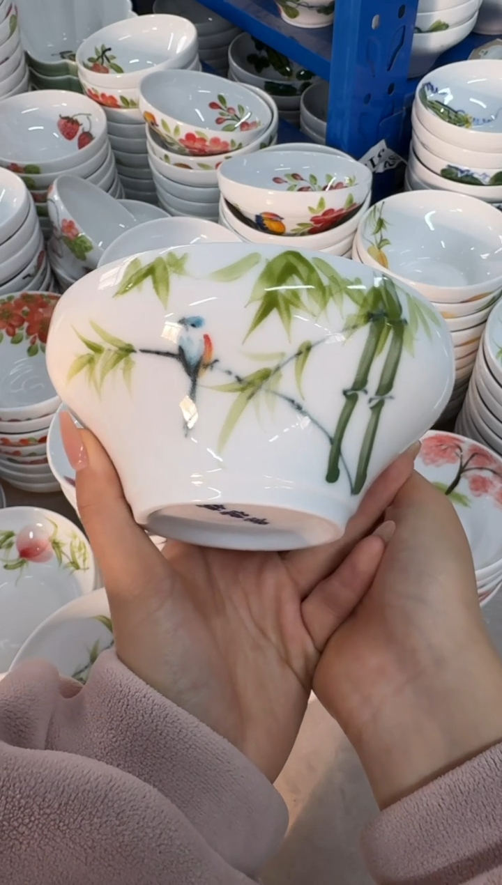 瓷片景德镇高温陶瓷食品级手绘釉中彩-葫芦碗