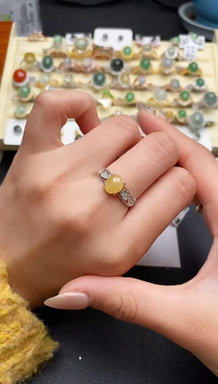 【闪购商品】翡翠戒指银S925镶嵌333333333+6