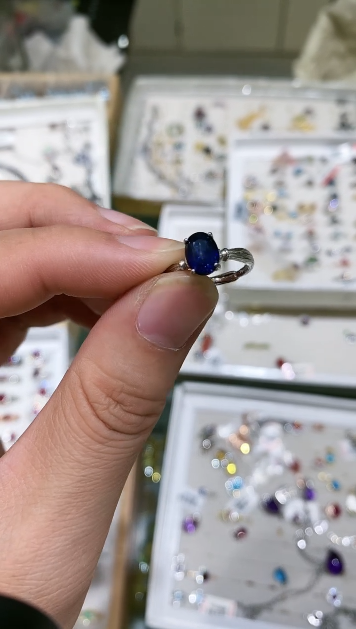 【闪购商品】蓝宝石戒指银S925镶嵌戒指