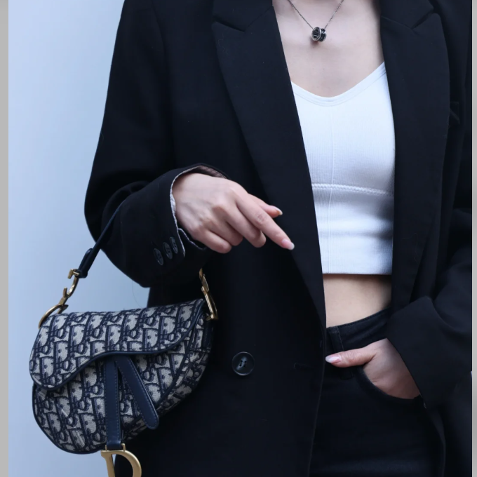 95新 DIOR/迪奥 小花Jerry P205226375 SADDLE 马鞍 小号 21 