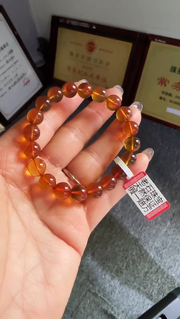 手串琥珀未镶嵌#6缅甸琥珀紫罗兰手串9mm