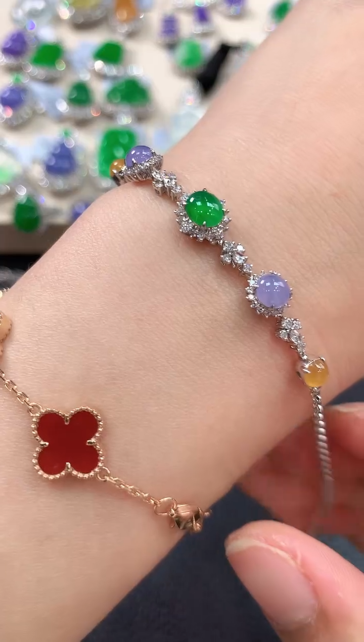 【闪购商品】翡翠手链18K金镶嵌n45   