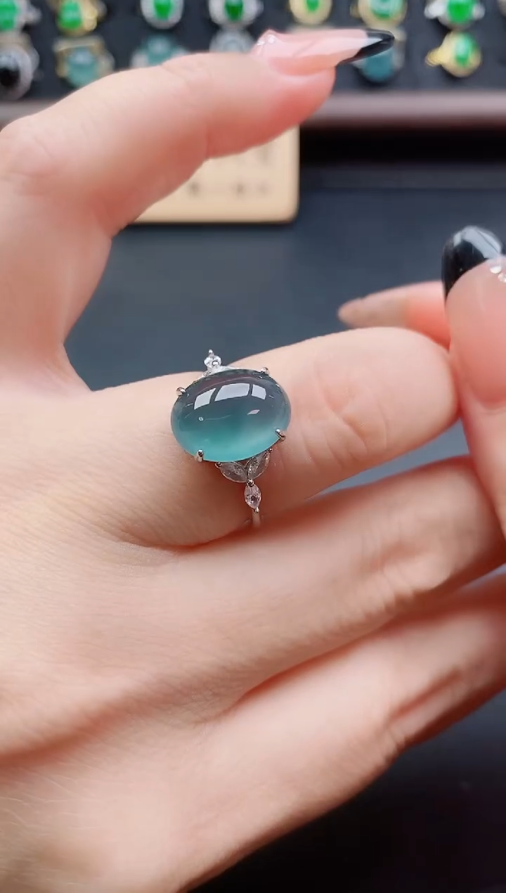 银S925镶嵌戒指翡翠1