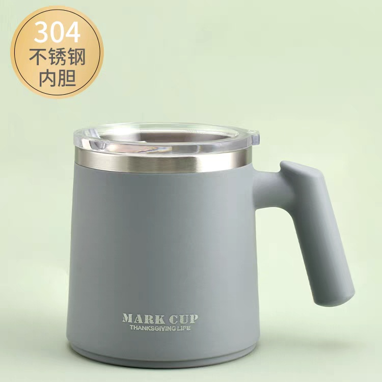 马克杯车载杯带盖食品级304不锈钢双层家用办公室高颜值杯
