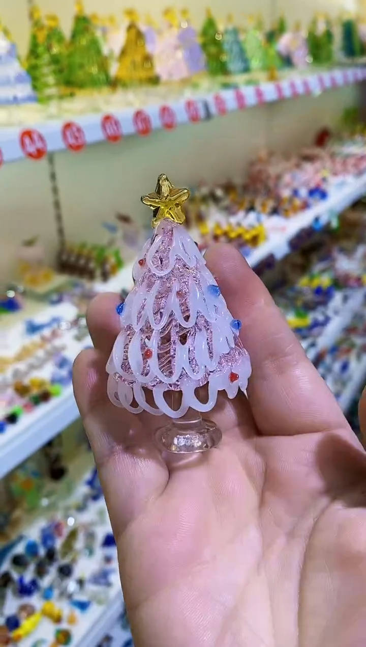 【闪购商品】琉璃手工艺品小粉圣诞树