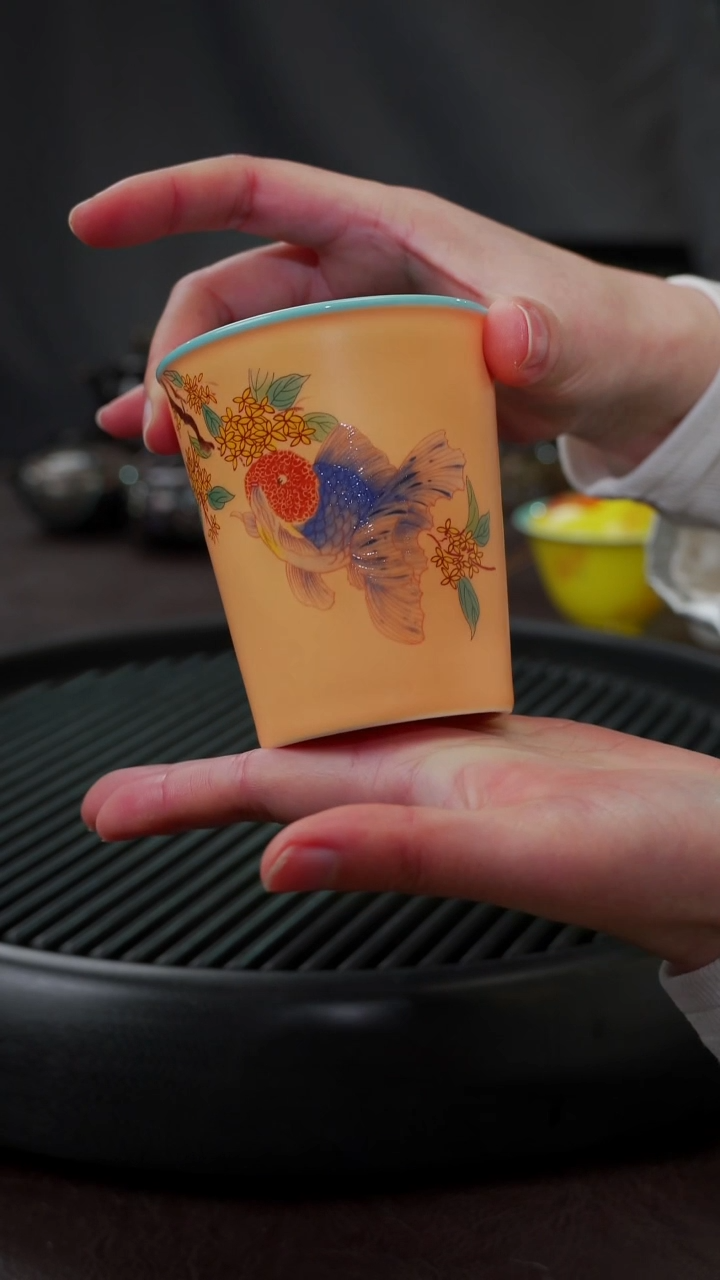 【闪购商品】杯【宜景窑蝶尾鱼】手绘可乐杯10
