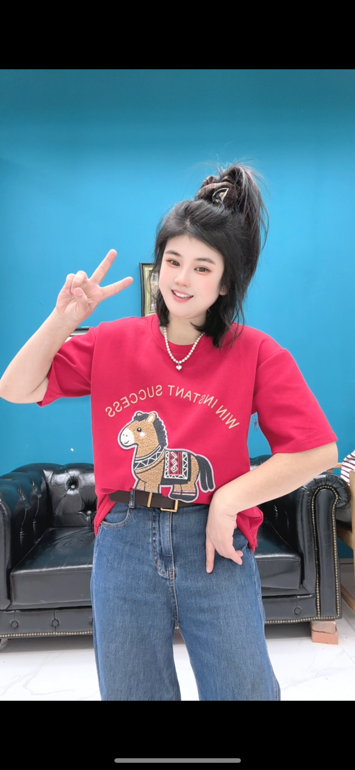 本命年马上有钱大码休闲半袖女