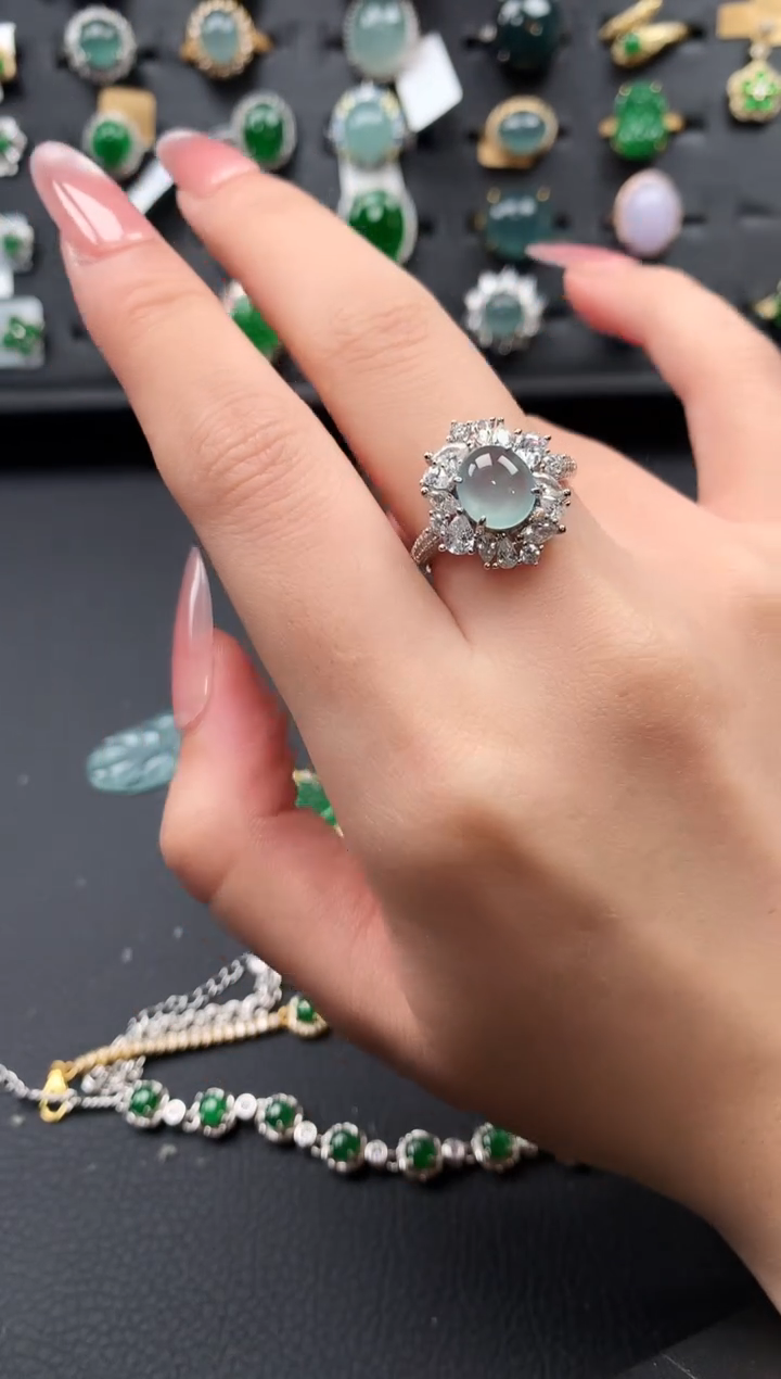 【闪购商品】翡翠戒指银S925镶嵌521412