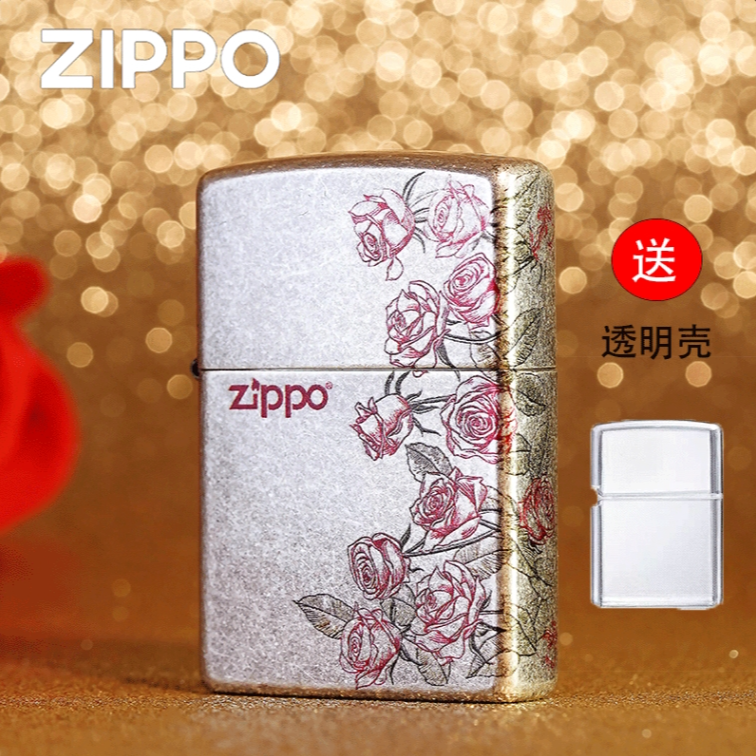 zippo打火机正品/古银热恋玫瑰彩印情人节七夕生日送礼礼物DYF1