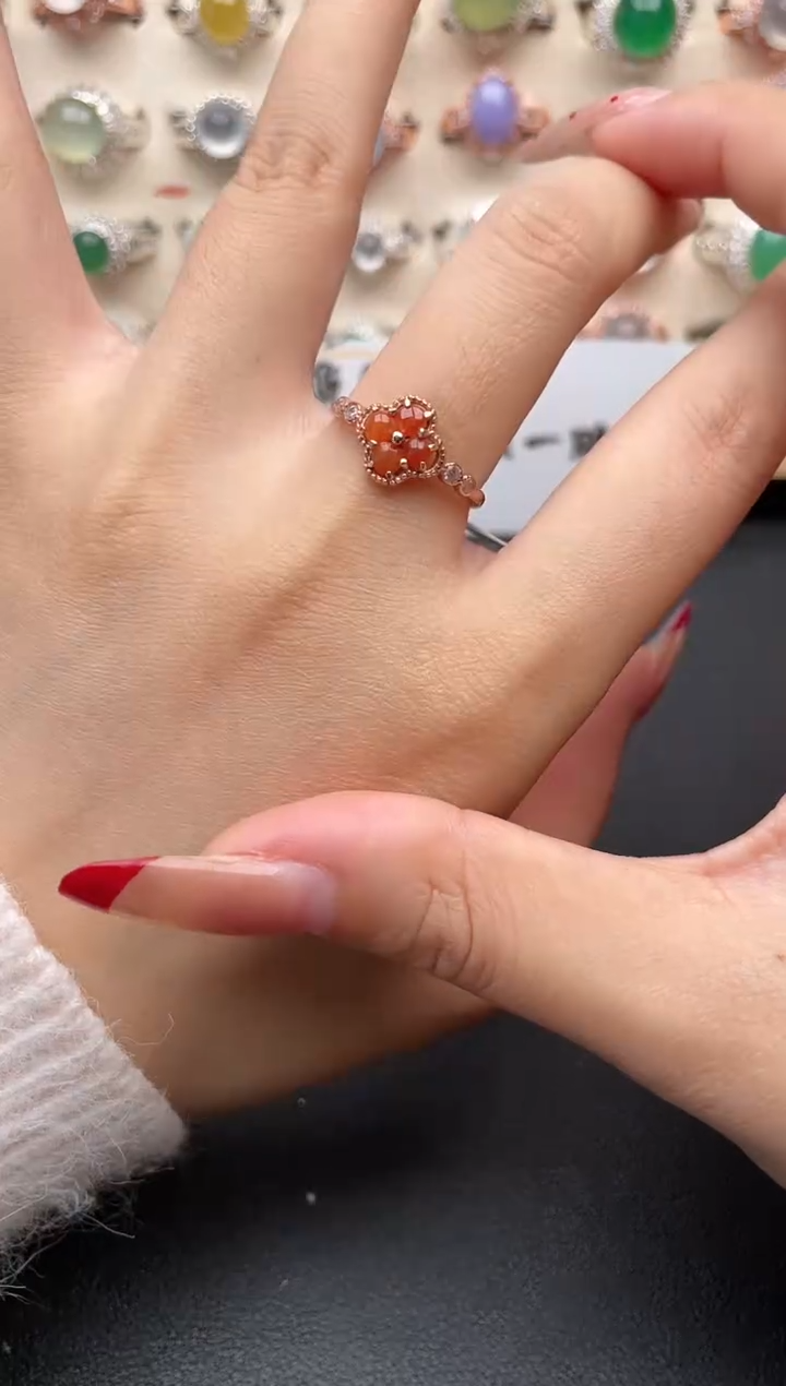 【闪购商品】翡翠戒指银S925镶嵌一物一证一礼盒