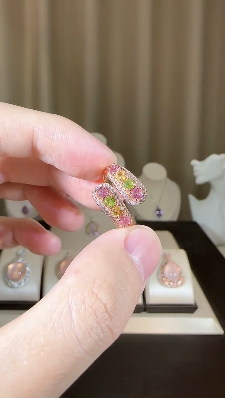 【闪购商品】碧玺戒指银S925镶嵌时尚
