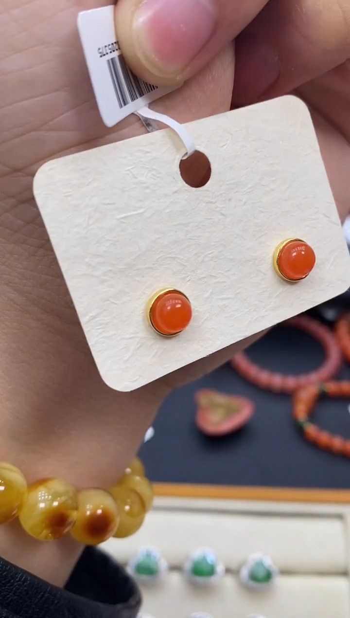 未镶嵌南红玛瑙耳饰南红全包耳钉