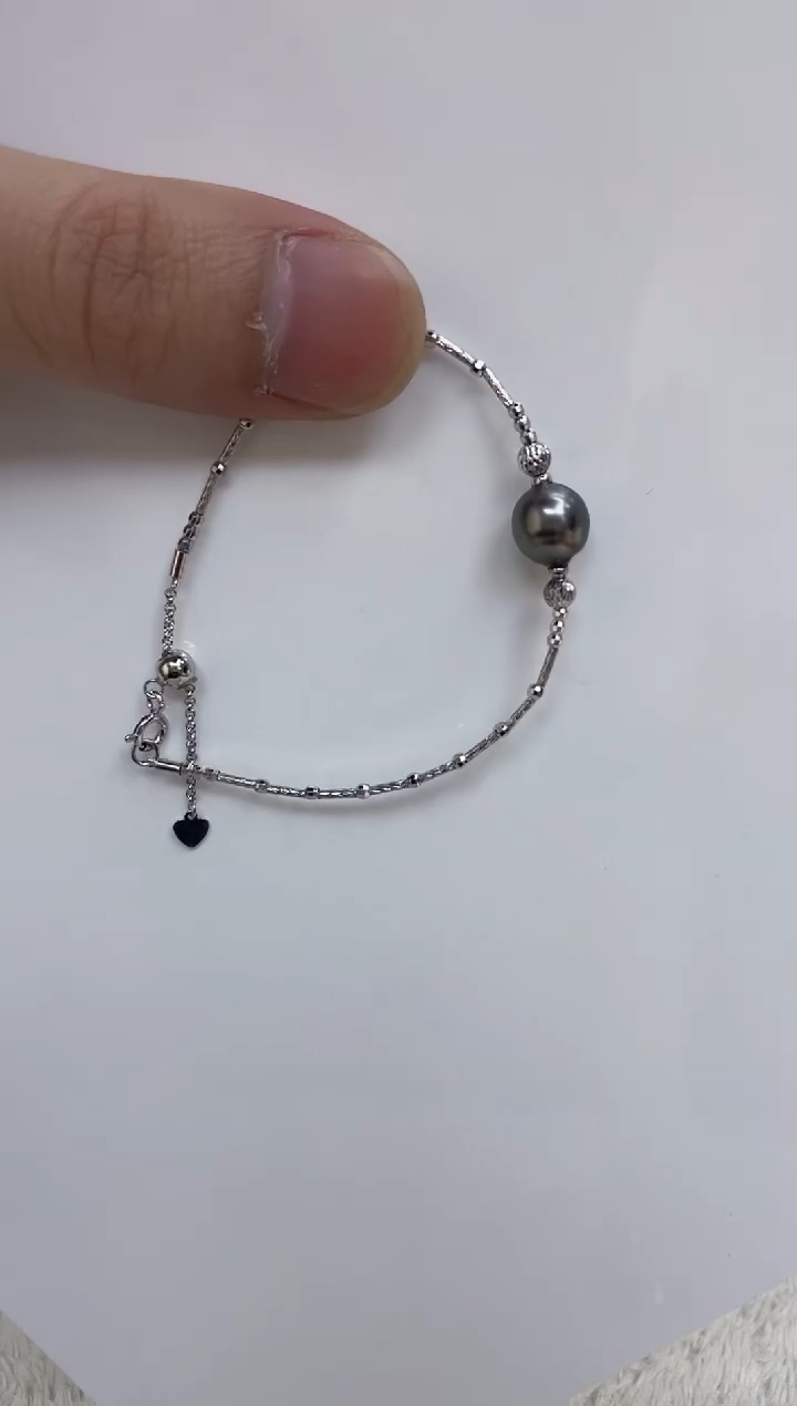 银S925镶嵌海水珍珠手链  