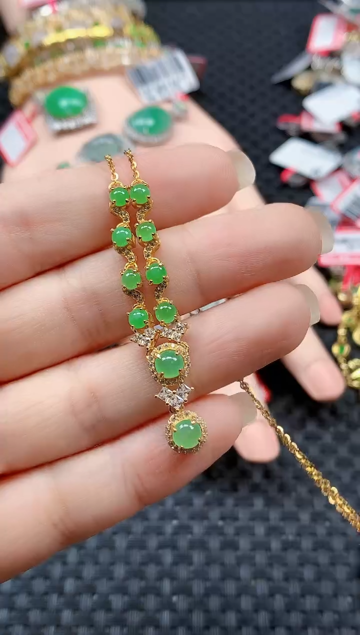 银S925镶嵌戒指翡翠天然A货缅甸翡翠