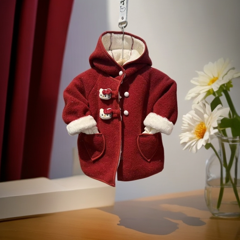 2565女童KT猫加绒短款大衣