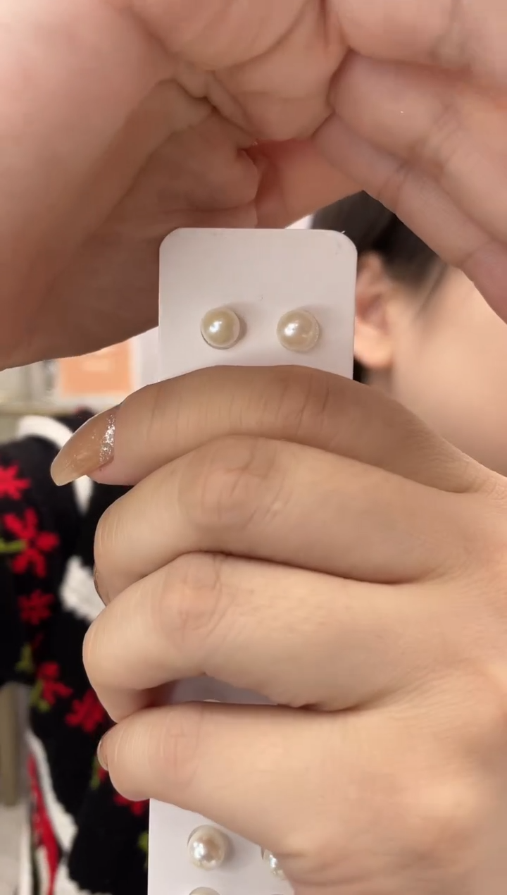 【闪购商品】海水珍珠耳饰银S925镶嵌GP156定制S925银珍珠耳钉