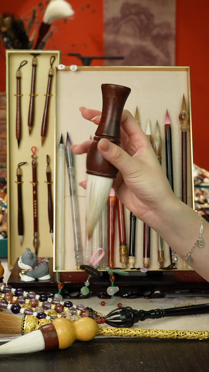 114号闪孤品高货毛笔链接 清水试笔 蘸墨不退