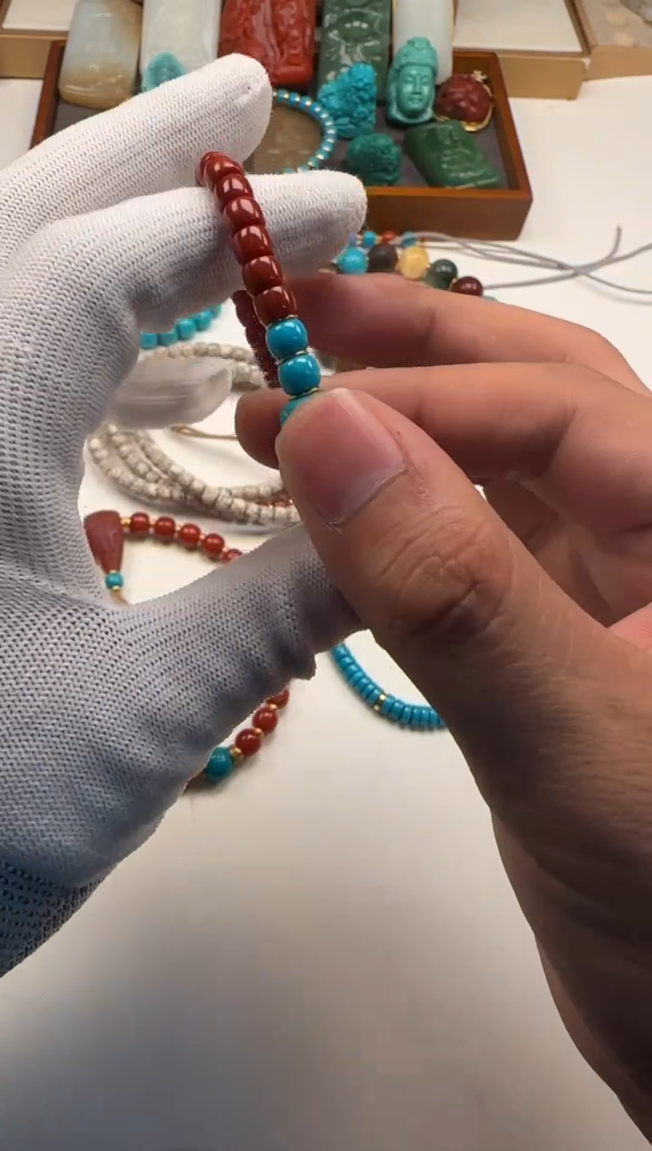 18K金镶嵌手串手串南红玛瑙前***～手串手串