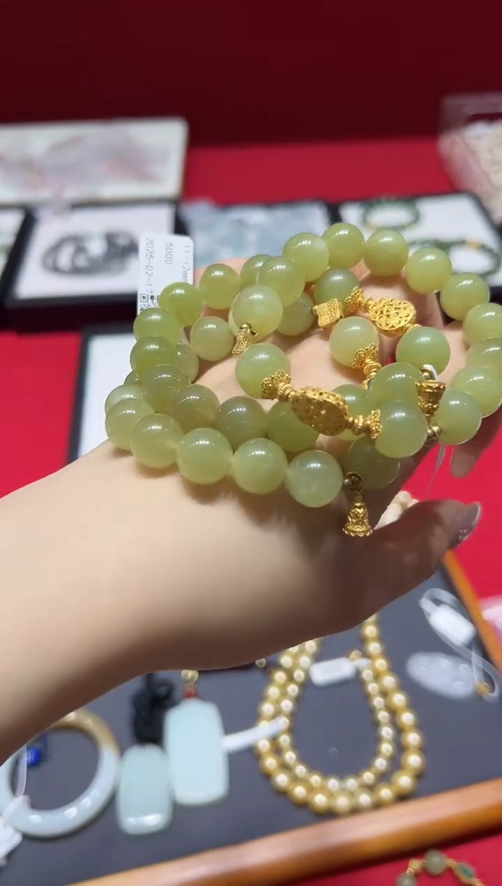 【闪购商品】和田玉手链银S925镶嵌v0339